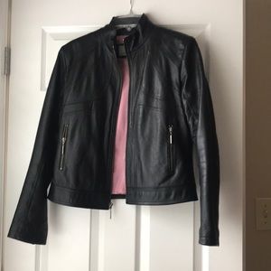 Cropped Fitted Leather Jacket